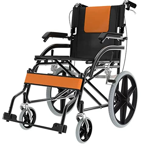 Ultraleicht Rollstuhl Faltbar Leicht Reiserollstuhl, Rollstühle mit Trommelbremsen, Kleiner Rollstuhl für die Wohnung und Unterwegs, Verstellbare Armlehnen, Sitzbreite 44 cm