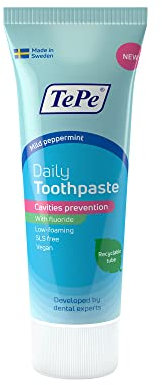 TePe Daily Zahnpasta, milder Minzgeschmack, sanfte Zahnpasta für den täglichen Gebrauch und mit altersgerechtem Fluoridgehalt zur Kariesvorbeugung