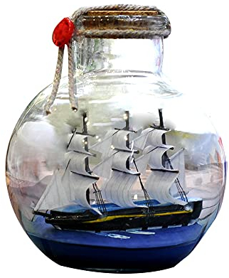 Firlar Drift Bottle Decor Wishing Bottle Glass Bottle Decor Voilier dans Drift Bottle Glass Pirate Ship Wishing Bottle Nautical Home Decorations Gifts Crafts Sailing Boat Gift(Le noir)