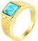 HIJONES Herren Edelstahl Türkis Stein Ring Quadratisch Edelstein Pinky Finger Ringe mit Kristall Statement Schmuck Gold Größe 62