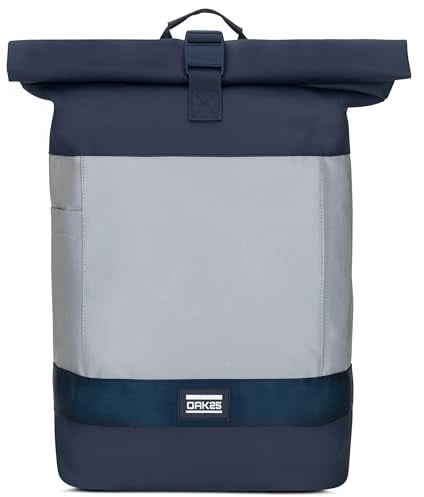 OAK25 Rolltop Rucksack Damen & Herren Blau - Commute L - Reflektierender Fahrradrucksack - Hohe Sichtbarkeit & Sicherheit - Fahrrad Daypack mit Laptop Fach - Wasserabweisend