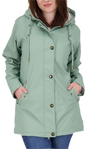 Ankerglut Damen Damen Friesennerz Regenmantel Regenjacke mit Kapuze Gefüttert Wasserdicht Wetterfest Windbreaker Übergangsjacke #Aheaven Regenjacke