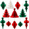 YBwanli weihnachtsdeko innen,weihnachtsdeko Tisch,weihnachtsdekoration Kugeln rot grün,papiersterne Weihnachten,12Stück,Weihnachtsbaum wabenbälle deko,neuartig und wiederverwendbar
