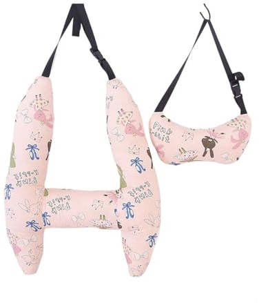 OURDEZHI H-Form–Schlafkopfstütze Für Kinder Im Auto, Reisekissen Für Babys Und Kleinkinder Für Autositze Stützen Körper Und Kopf, Kinderkissen, U-förmige Kissen (rosa Hase)