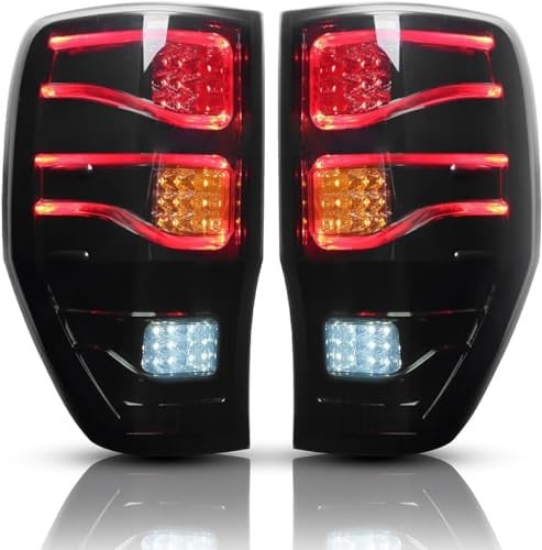HESTAY Rücklicht-Komplettset für-Ford Ranger 2011-2020 Wasserdichtes IP67-Gehäuse,Plug-and-Play,Hochwertige Rücklicht,Bremslicht,Blinklicht,Rückfahrlicht,Nebelschlusslicht,STECKER inklusive,Pair