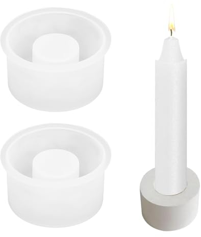 Silikonform Kerzenhalter, 2 Stück Halloween Silikonformen Gießformen Kerzenhalter DIY Silikon Gießform Kerzenhalter, Harz Epoxid Stabkerzenhalter Silikonform für DIY Kerzenständer (Runden)