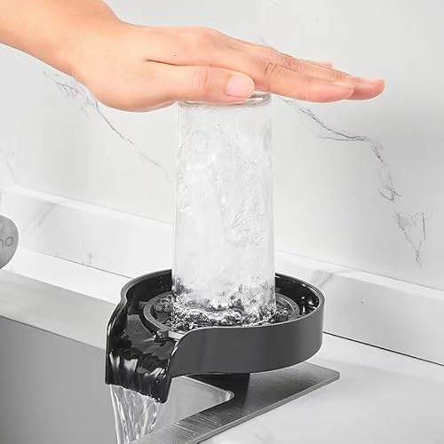 Kitchen Sink Glass Rinser,Faucet Bar Glass Rinser,Bottle Washer,Kitchen Sinks Accessories,Cup Cleaner for Bottle,Glass Cleaner Sink Attachment,Glass washe Black