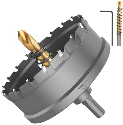 100 mm Lochsäge Hartmetall-Bohrer, Lytool Metall Lochsäge Bohrkrone, TCT-Bohrer-Lochsägen ideal für Löchern in Löchern in Edelstahl, Eisen, Aluminium, Blech, Kunststoff