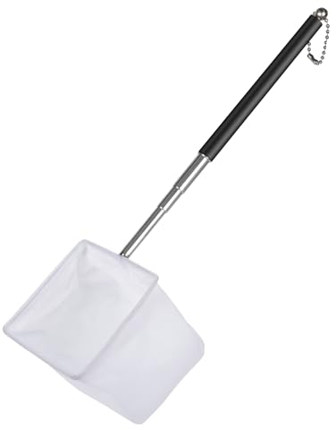 Pawfly Aquarium Shrimp Net 8 cm Tiny Fish Tank Net with Extendable Stainless Steel Handle Soft Square Fine Mesh for Shrimp Food Resid residue Skimming for Fish Tanks & Small Ponds