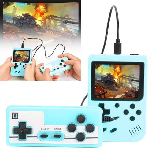 PKKP Handheld-Spielkonsole, Retro-Spielekonsole mit 500 Klassische FC Spiele, Handheld Game Console, Retro Konsole Game Stick für Erwachsener Teenager Geburtstagsgeschenk (Blau-2 Spieler)