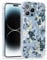 SCORPIFY for iPhone 15 Pro Max Case with Blue Nemophila Floral Design, Cute Clear Flower Phone Cover for Women Girls, [Non Yellowing] Slim Shockproof Bumper with Gold Accents