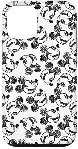 iPhone 12/12 Pro Disney Mickey Mouse Black and White Sketch Print Case