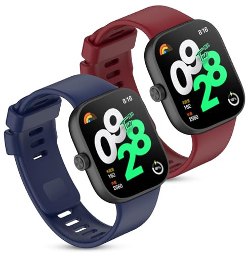 Xisair 2 Pack Silicone Watch Bands Compatible with Redmi Watch 4 Smartwatch Xiaomi Band 8 Pro Straps Sport, Silicone Breathable Strap for Redmi Watch 4 & Xiaomi Band 8Pro, Women Men's Bands
