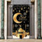 KEPMOV Eid Mubarak Türbanner, Schwarz und Gold Ramadan Mubarak Türabdeckung Ramadan Dekorationen für Zuhause, Eid Mubarak Ramadan Hintergrund mit Mondschlösser Zeichen für Muslimische Dekoration