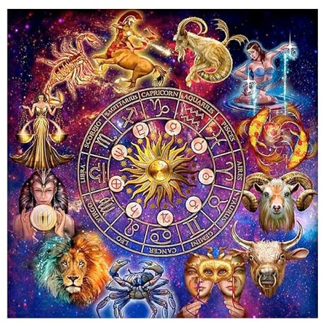 DCIDBEI Diamond Painting Sternchen Zwölf 40x40 cm 5D Diamant Painting Sternzeichen Diamond Painting Sternzeichen Stier Sternzeichen Zwilling Diamant Painting Bilder Sternzeichen Löwe Jungfrau