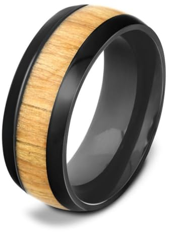 Echtes Mahagoniholz Intarsien Edelstahl Ring Holzring Holz Trauringe für Männer