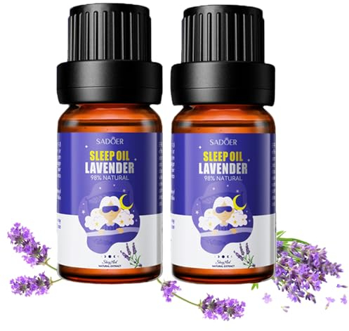 Lavendelöl für Kopfkissen zum Einschlafen,Natürliches Ätherisches Lavendel Öl für Schlaf & Stressabbau & Entspannung,Lavendel Bio Öl für Diffusor Aromatherapie Schlafhilfe Raumduft Massage(2PCS)