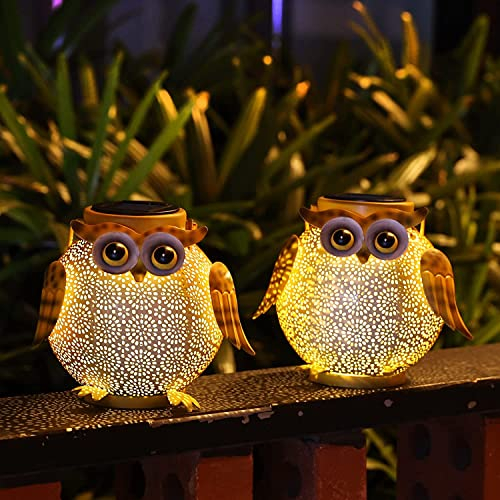 Uziqueif Solarlampen Für Außen Hängend, Garten Deko Eule Solarlaterne, Laternen Für Draußen Wetterfest, Solar Für Gartenleuchten, Solar Laterne Outdoor, Deko Balkon,2 PCS