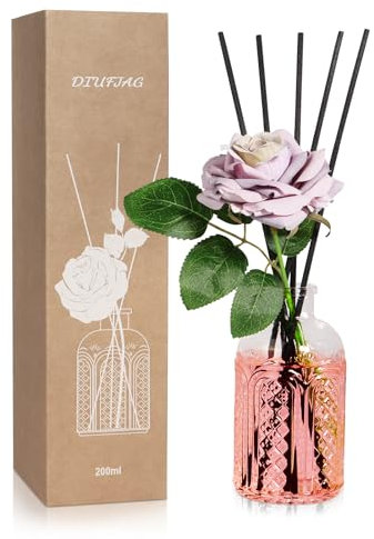 Mit 5 Duftstäbchen 200 ml - Rose,Raumduft Reed Diffuser für Schlafzimmer Büro Badezimmer Regal Dekor