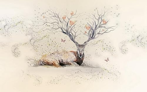 Fototapete Kinderzimmer Beige Schmetterlingshirsch Erwachsene Vliestapete Dekoration Tapeten Fototapete 3d Effekt Fototapete Schlafzimmer Wohnzimmer Büro Flur Fototapete 300x240cm