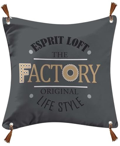 MACOSA U1443030 Kissen 40 x 40 cm Grau Loft Industrial mit Reißverschluss inkl. Füllung Sofakissen modern Dekokissen Zierkissen