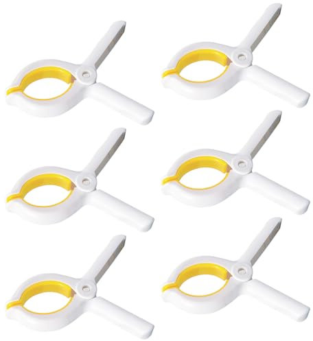 KINDOYO 6Pcs Large Beach Towel Clips - Non-Slip Towel Pegs Plastic Windproof Clothes Pins Strong Grip Non-Marking Laundry Clip Towel Clips for Sun Loungers Laundry Garden Pool (Yellow)