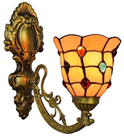WTTWW Applique Murale Tiffany Style rétro Applique Murale Tiffany Applique Murale Baroque Perles colorées Applique Murale en Verre coloré Chambre Salon Couloir Balcon