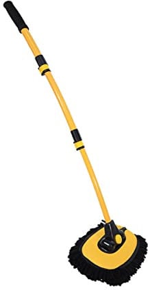 15° Curve Car Wash Brush Car Mop on a Stick Telescopic Truck Wash Mop Aluminum Alloy Vehicle Cleaning Brush Long Handle Microfiber Chenille Cleaning Kit Microfibre Vehicle Cleaner for RV Truck (1 mop)