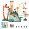 Maycoly Dinosaurier Kletterrutsche Spielzeug Rennbahn Doppelschleifenbahn Rutsche mit Musik Dinosaurier Klettern Treppe Spielzeug für Kinder Intelligenz pädagogische Puzzle Playsets ab 3 Jahre, Grün