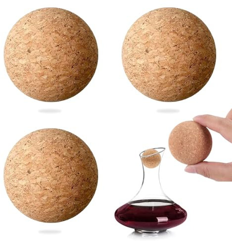 Yudobliss Wein Korken Kugel 6,1 cm, 3 Stück Korken Flaschenstopper, Hölzerne Weinkorken Kugel, Weinkorken Ball Flaschenstopfen, für Weinflaschen, Glasflaschen DIY Handwerk Dekorative Weich