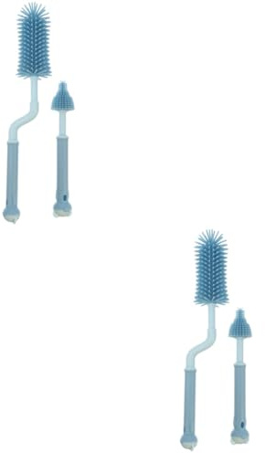 Toyvian 4pcs Feeding Bottle Cleaner Brush Silicone Head Plastic Bottle Brush for Newborn Cleaning Ergonomic Handle