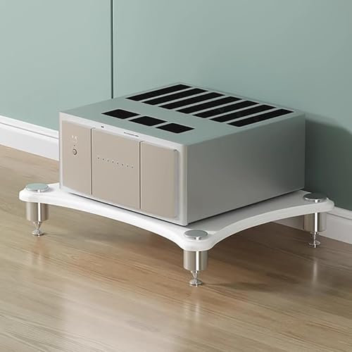 Elitix HiFi Rack 1-, 2-, 3- und 4-stufiger Audioschrank-Medienständer, Offene Stereo-Audio-Video-Regalgestelle für Drucker, Spielkonsolen, TV-Boxen, Plattenspielersystem Fürs Büro(White,60x48x10cm)