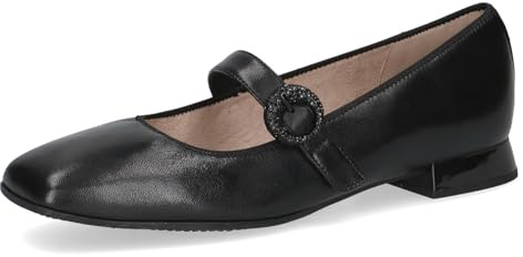 Caprice Damen Ballerinas aus Leder Kleiner Absatz, Schwarz (Black Nappa), 40 EU