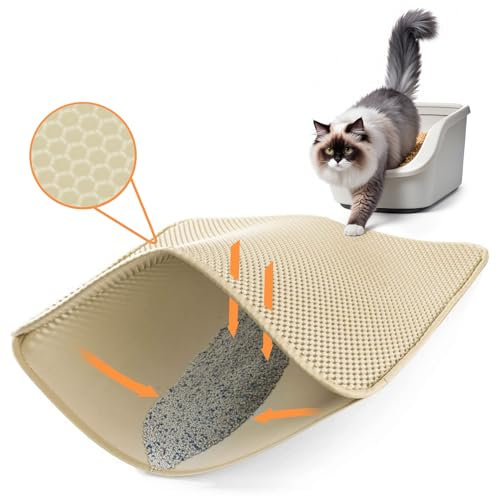 Ycozy Katzenklo Matte Groß 76 x 61cm Katzenstreu Matte für Toilette Oxford-Stoff Unterleger Waben Katzenklo Vorleger Wasserdicht/Urinbeständig Streukontrolle