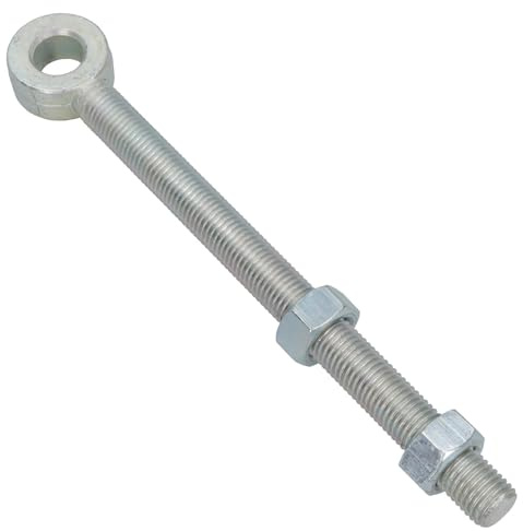 Swing Gate Long Eye Bolts Hinge + Nuts Adjustable Zinc Plated 20 x 200mm 1pc