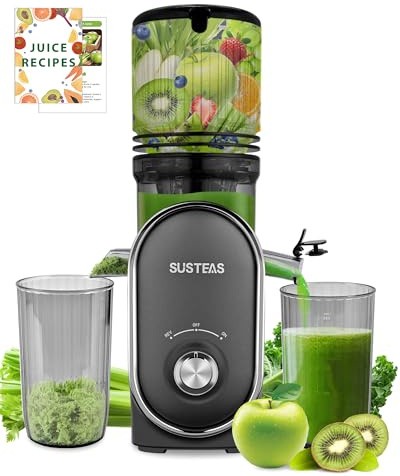 SUSTEAS Juicer Machines with 5.3 Extra Large Chute, High Juice Yield | Cold Press Juicer for Whole Fruits & Vegetables, 50oz Capacity Juice Extractor, Easy to Clean, Juice Maker, Gunmetal Grey