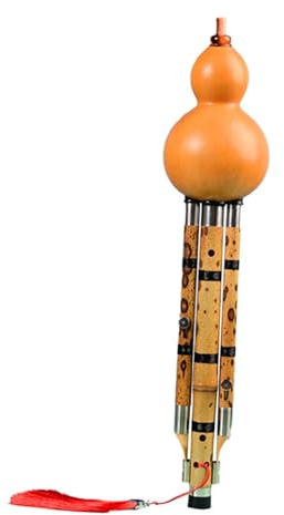 Hulusi Instrument Professionelles Performance-Instrument Für Erwachsene Typ B C-Taste Blumenfleck Bambuskürbis Seide(No P,C)