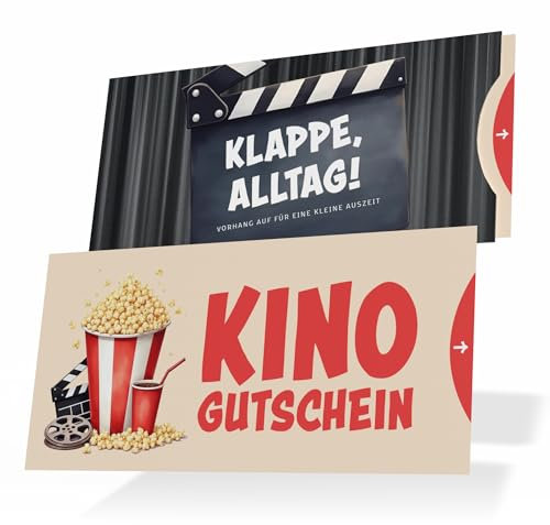 Creatastic - Kinogutschein, witzige Karte mit Glanzlack und Hülle, Kino Gutschein, Gutschein Kino, Einladungskarten Kino, Einladung Kino, Kino Geschenk, Geschenkverpackung Kino, Karte Kino