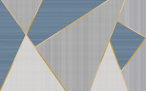Papier Peint Panoramique Géométrie Bleu Gris Papier Peint Chambre Adulte Papier Peint Panoramique Enfant Papier Peint Salon Décoratif Papier Peint Intissé 400x240cm