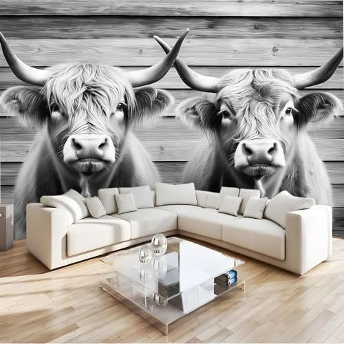 Gris Papel Tapiz Fotográfico Mural 3D Textura Mara Ganado Las Tierras Altas Fotomurales Pared Tejido No Tejido Murales Decoración De Paredes 200 X 140 Cm Para Salón Dormitorio