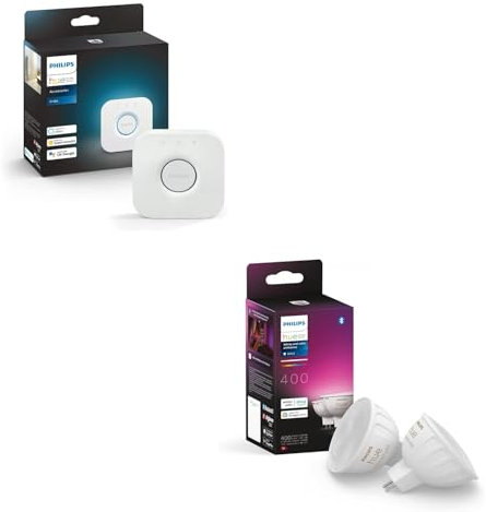 Philips Hue Kit de démarrage - GU5.3 - avec 2 spots (MR16) - 12V - Lumière blanche et colorée - Incl. 1 Hue Bridge - Hue White and Color Ambiance