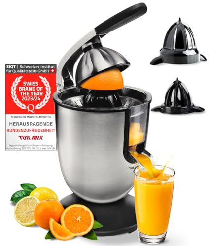 Turmix Multi-Juicer machine CX 650 – Spremiagrumi elettrico professionale in acciaio inox, 2 coni per agrumi grandi e piccoli, beccuccio antigoccia, motore silenzioso 160 W, lavabile in lavastoviglie