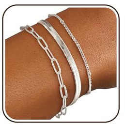 ZOERAY 3Pcs Armband Damen Gold Silber Wasserfest 18K Vergoldet Armbänder Set Stapelbare Charm Armbander Gold Silber Twist Schlange Armkette Verstellbare Armreif Modeschmuck Geschenke für Frauen