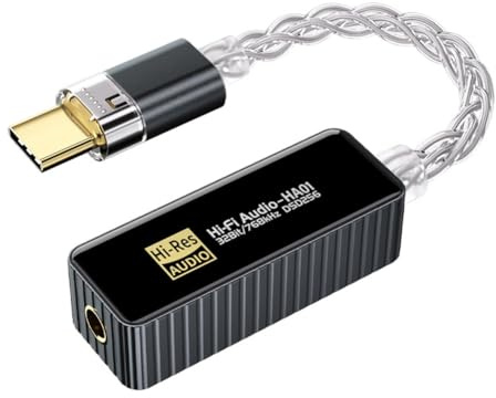 Osmond Amplificador de Auriculares USB Portátil de Alta Fidelidad con Chip Dual CS43198+CT7601, y Amplificador, Sin Pérdida, Adaptador Portátil DSD256 de 32 Bits/384 Hz A