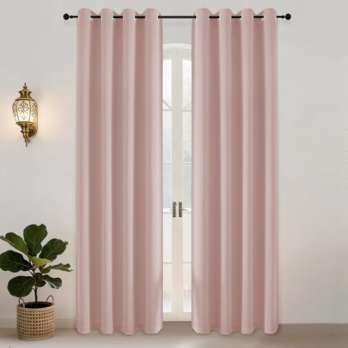 Simplebrand Vorhang Rosa Blickdicht 2er Set H 229 x B 140 cm Wohnzimmer Gardinen Verdunkelnd mit Ösen Verdunklungsvorhänge Thermovorhang Kälteschutz Haustür für Hotels Büros Wohnzimmer Schlafzimmer