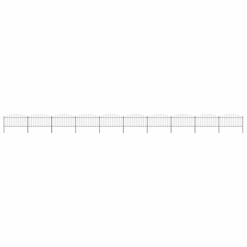 QJBSAVVA Gartenzaun Stahl 17 m x 1,5 m Schwarz Antik Design Modernes Speerspitzen Panel Hoch stabiler Zaun für Hunde & Garten Security