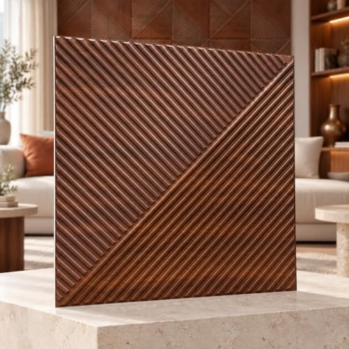 Holzimitat 3D Paneele 50x50cm PVC Kunststoffpaneele Wandpaneele Holzoptik Wand Decke 3D Optik - 20 Stück 5m² PVC 3D Platten (D169 Dark Wooden)