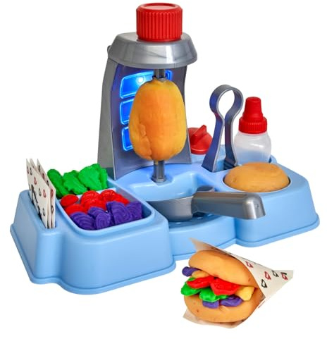Simba Art & Fun Knetset Döner-Kebab-Station – Kreativset mit Knete (3X 80 g, 2X 140 g inkl. Magic-Knete), 9-teiliges Zubehörset zum Modellieren & Spielen, ab 3 Jahren