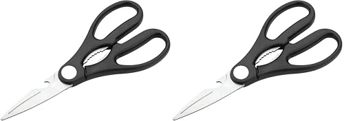Chef Aid Kitchen Shears - Heavy-Duty Design with Sturdy Stainless Steel Blades for Cutting of Poultry, Meat, and Vegetables. Built-in Nutcracker and Bottle Opener. Soft Grip Handles. Easy to Clean