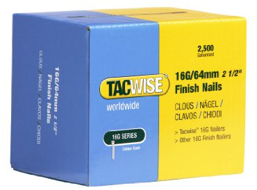 Tacwise 0301 Clous de Finition Galvanisés de Type 16G / 64 mm, Lot de 2500
